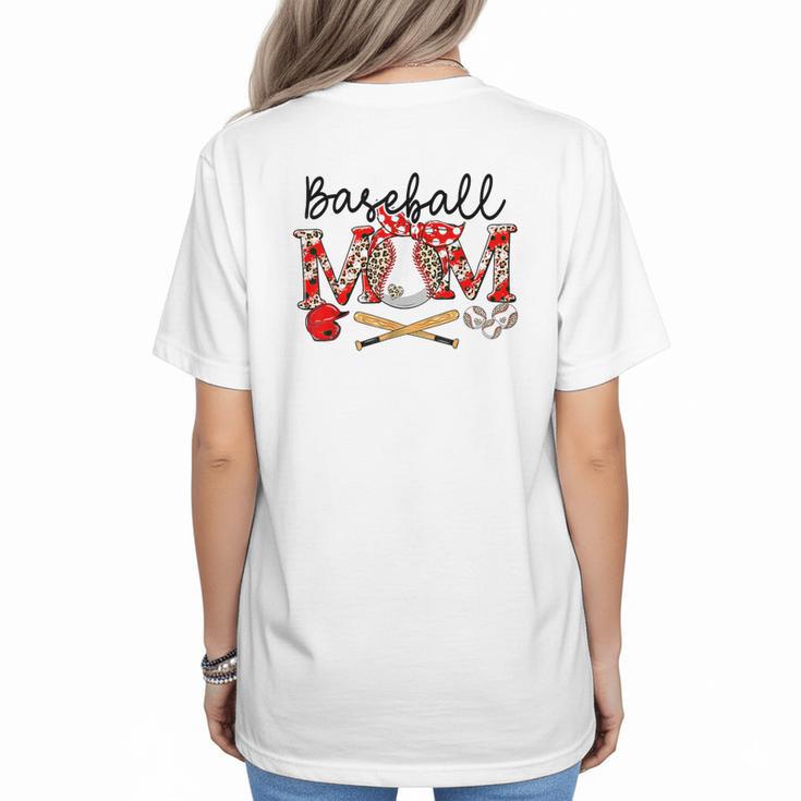 Leopard Baseball Mom Game Day Vibes Mother's Day Women's T-Shirt Back Print