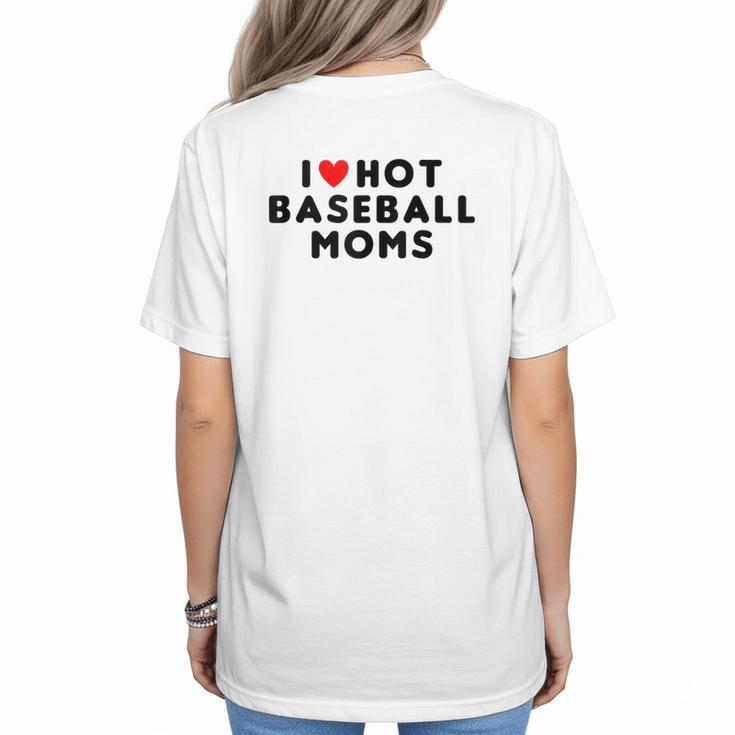 I Love Hot Baseball Moms Red Heart Women's T-Shirt Back Print