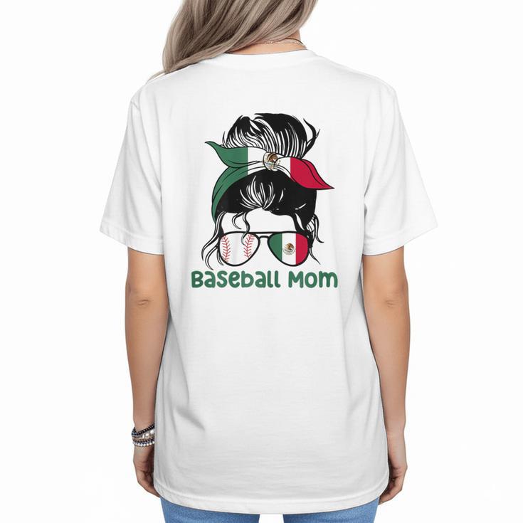 Mexico Baseball Mom Messy Bun Women's T-Shirt Back Print