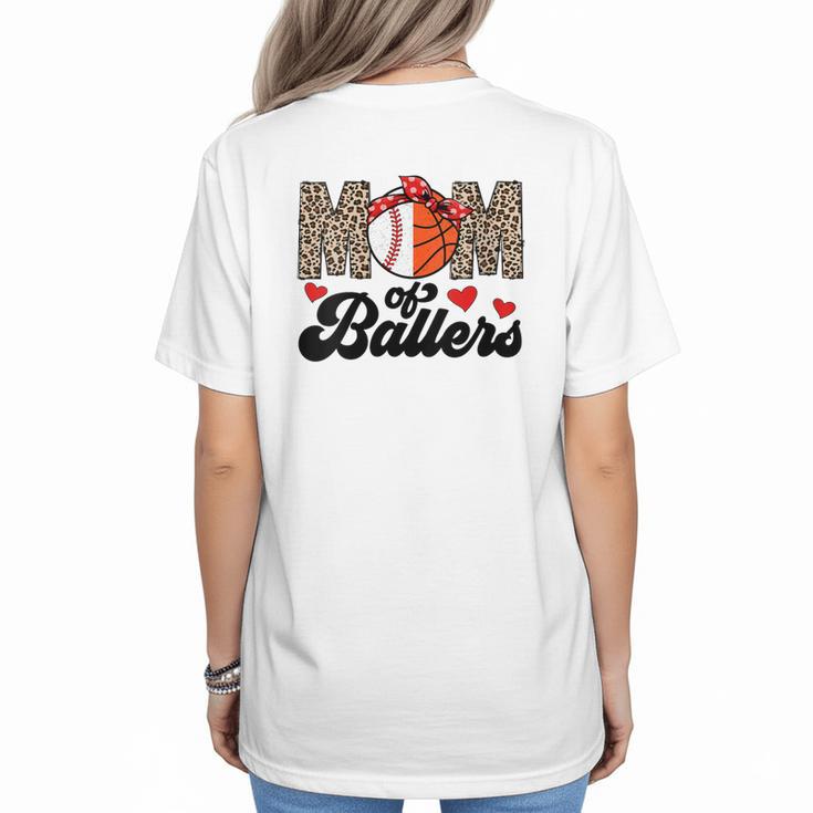 Mom Of Ballers Basketball Baseball Mom Of Ballers Women's T-Shirt Back Print