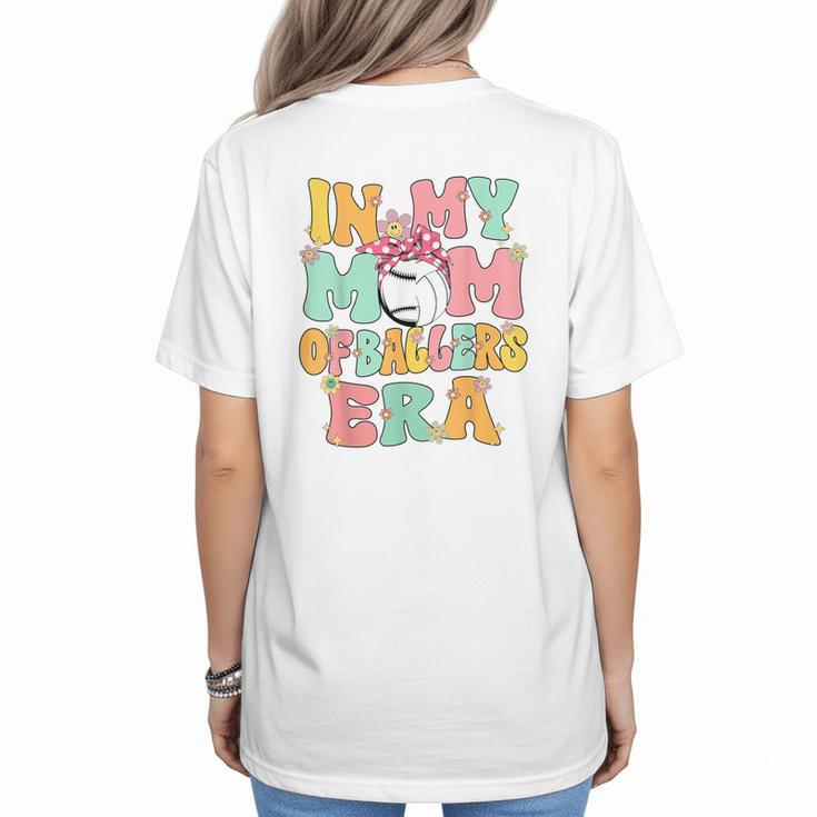 In My Mom Of Ballers Era Groovy Volleyball Baseball Mom Cute Women's T-Shirt Back Print