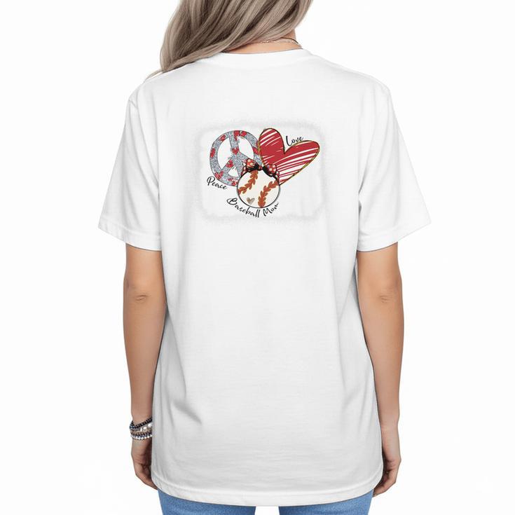 Peace Love Baseball Mom Mommy  Premium Women's T-Shirt Back Print