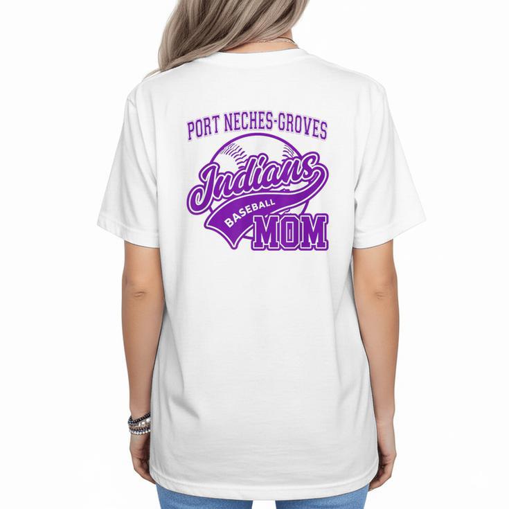 Port Neches-Groves High School PNG Indians Baseball Mom Women's T-Shirt Back Print