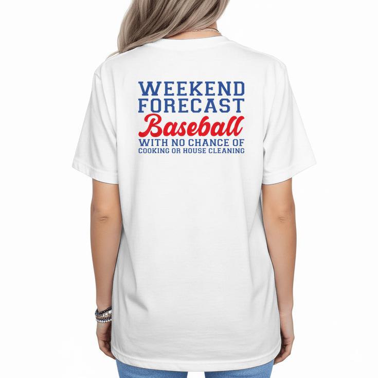 Retro Baseball Mom Mother's Day Weekend Forecast Baseball Women's T-Shirt Back Print