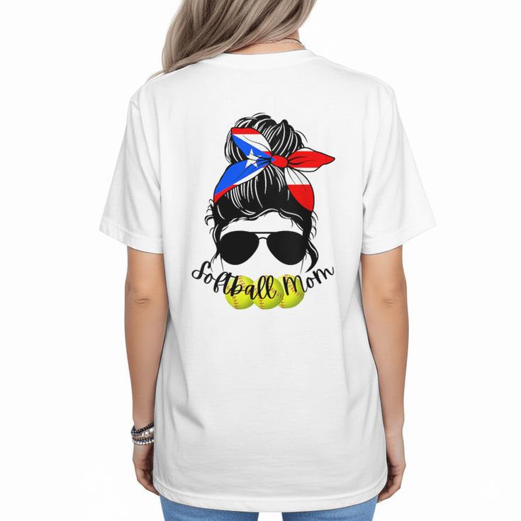 Softball Mom Puerto Rican Mom Spanish Baseball Mom Tote Women's T-Shirt Back Print