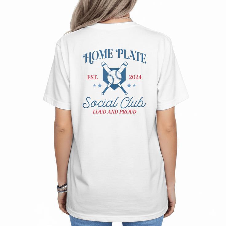 Spring 2024 Season Cute Baseball Mom Home Plate Social Club Women's T-Shirt Back Print
