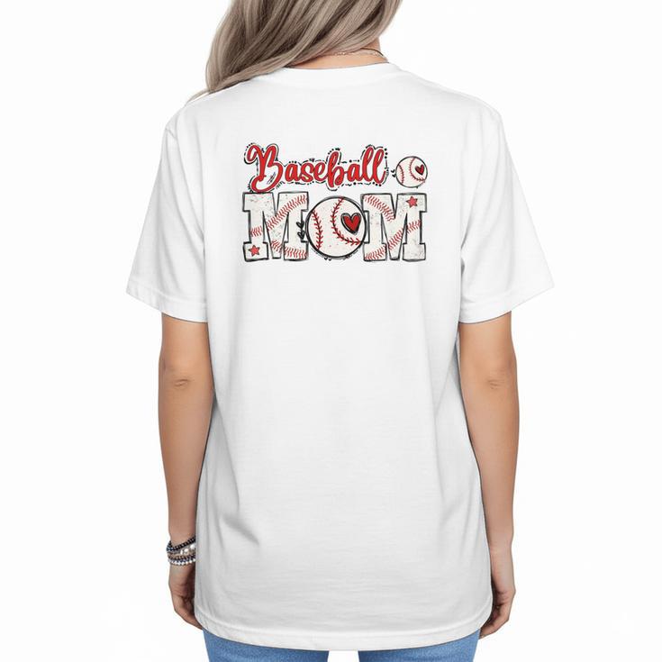 Vintage Baseball Mom Sports Fan Love Heart Women's T-Shirt Back Print