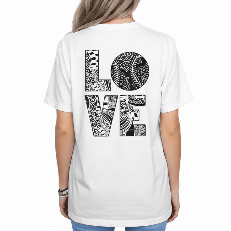 Women's Baseball Softball Baseball Mom LOVE Baseball Women's T-Shirt Back Print