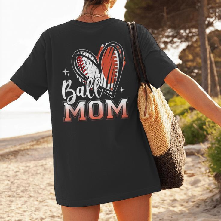 Ball Mom Football Baseball Mom Women's T-Shirt Back Print Ball Mom Football Baseball Mom Women's T-Shirt Back Print