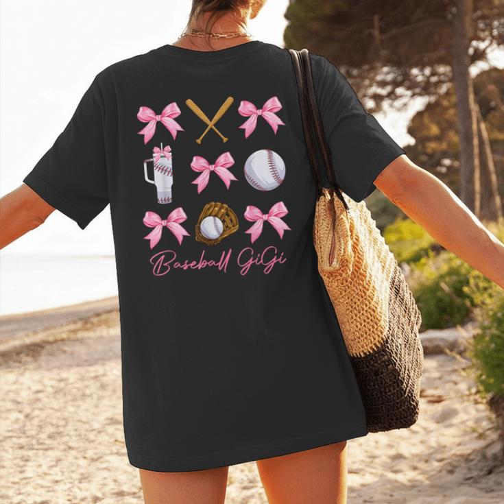 Baseball Gigi Era Bows Baseball Mom Women Women's T-Shirt Back Print Baseball Gigi Era Bows Baseball Mom Women Women's T-Shirt Back Print
