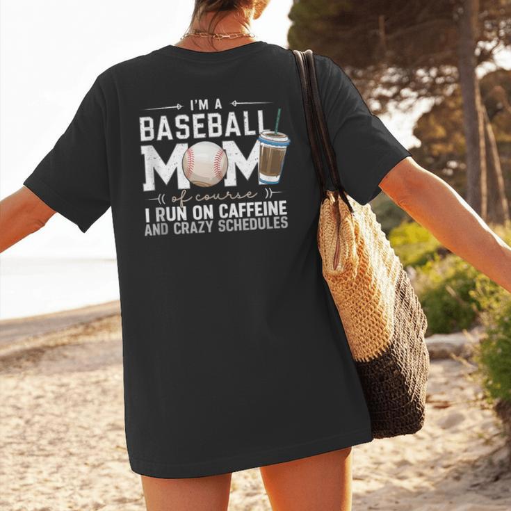 Baseball Mom Caffeine Fueled Game Day Essential Women's T-Shirt Back Print Baseball Mom Caffeine Fueled Game Day Essential Women's T-Shirt Back Print