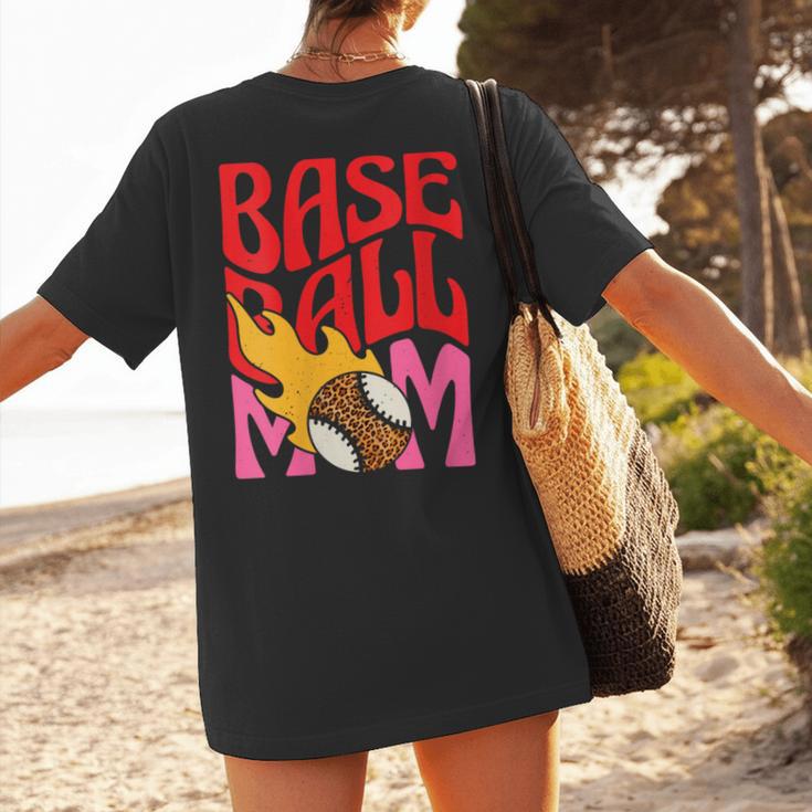 Baseball Mom Game Day Trendy Pink Leopard Mama Women's T-Shirt Back Print