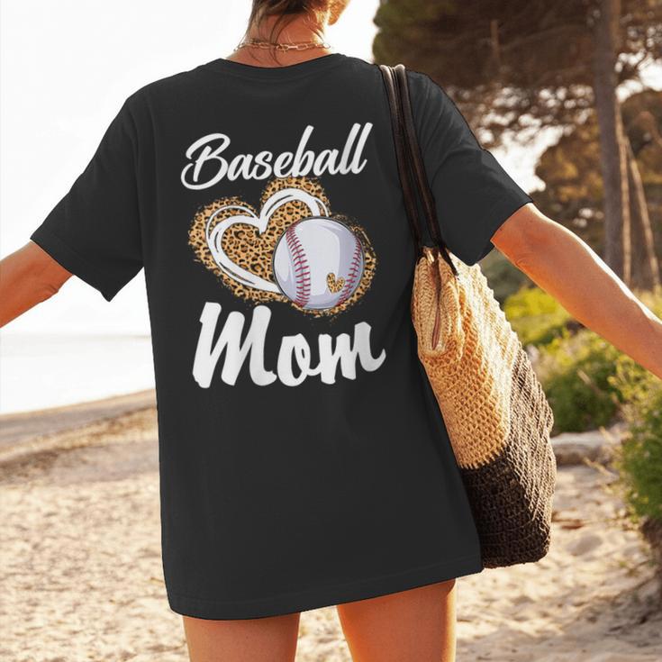 Baseball Mom Grandma Leopard Baseball Lover Fan Women's T-Shirt Back Print Baseball Mom Grandma Leopard Baseball Lover Fan Women's T-Shirt Back Print