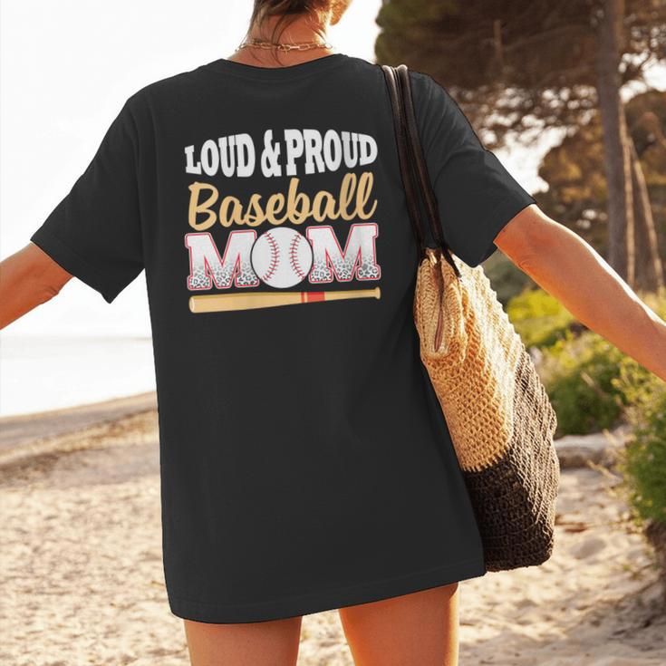 Baseball Mom Leopard Print Loud And Proud With Ball & Bat Women's T-Shirt Back Print