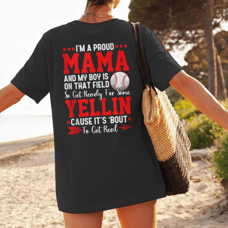Baseball Mom Mama Baseball Lover Sport Mother's Day Women's T-Shirt Back Print