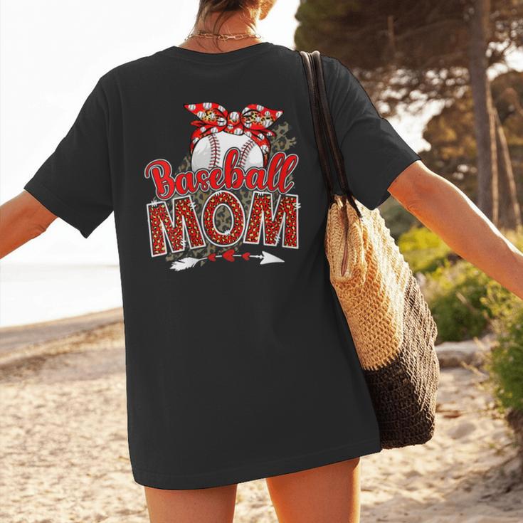 Baseball Mom Mama Mother's Day Leopard Sport Mom Mama Women's T-Shirt Back Print Baseball Mom Mama Mother's Day Leopard Sport Mom Mama Women's T-Shirt Back Print