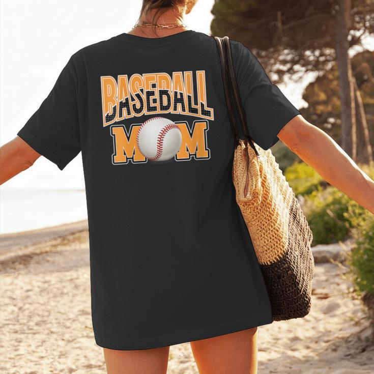 Baseball Mom Sports Orange Women's T-Shirt Back Print