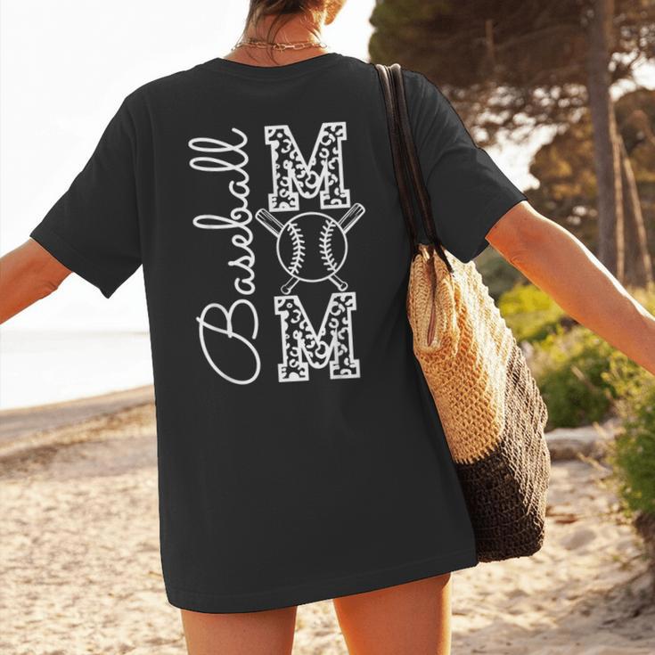 Baseball Mom Tee Leopard Mother's Day Grandma Women's T-Shirt Back Print Baseball Mom Tee Leopard Mother's Day Grandma Women's T-Shirt Back Print