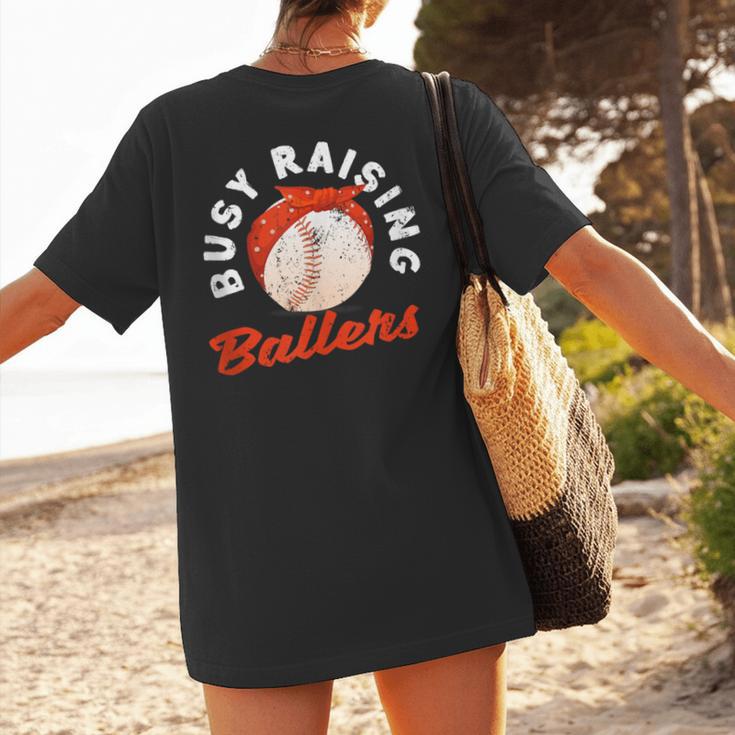 Busy Raising Ballers Baseball Mom Sons Women's T-Shirt Back Print Busy Raising Ballers Baseball Mom Sons Women's T-Shirt Back Print