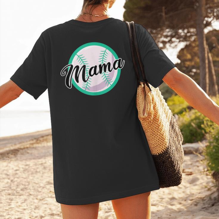 Cute Mama Script Font On Baseball Mom Women's T-Shirt Back Print Cute Mama Script Font On Baseball Mom Women's T-Shirt Back Print