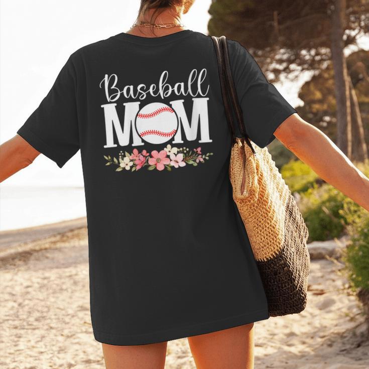 Floral Baseball Mom Mother's Day Cute Baseball Mama Mommy Women's T-Shirt Back Print Floral Baseball Mom Mother's Day Cute Baseball Mama Mommy Women's T-Shirt Back Print