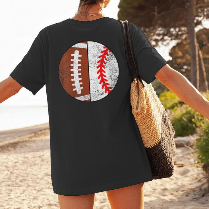 Football Baseball Player Football Baseball Mom Women's T-Shirt Back Print Football Baseball Player Football Baseball Mom Women's T-Shirt Back Print