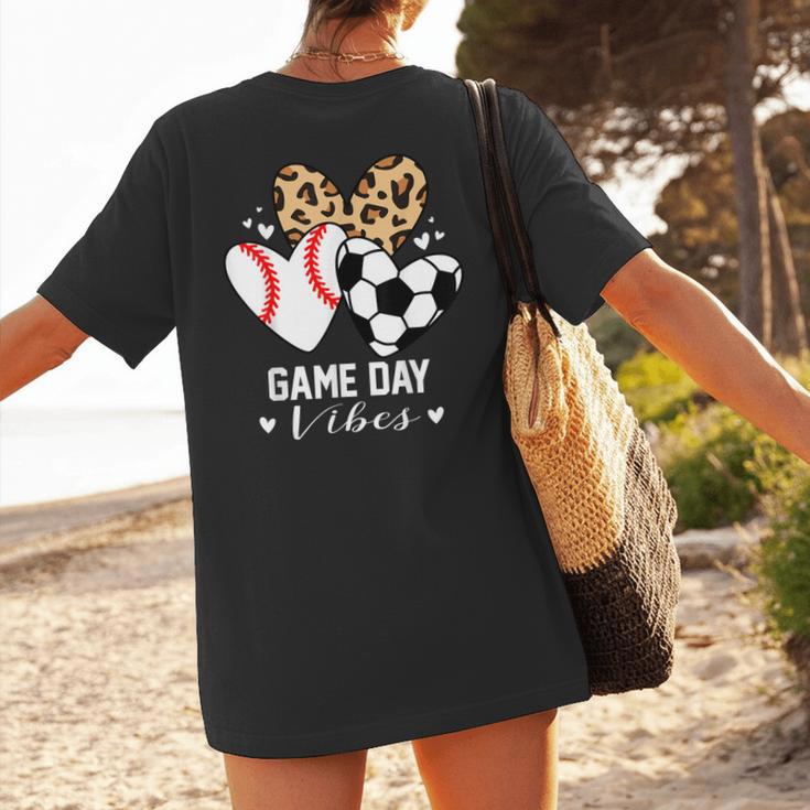 Game Day Vibes Soccer Baseball Mom Heart Women's T-Shirt Back Print Game Day Vibes Soccer Baseball Mom Heart Women's T-Shirt Back Print