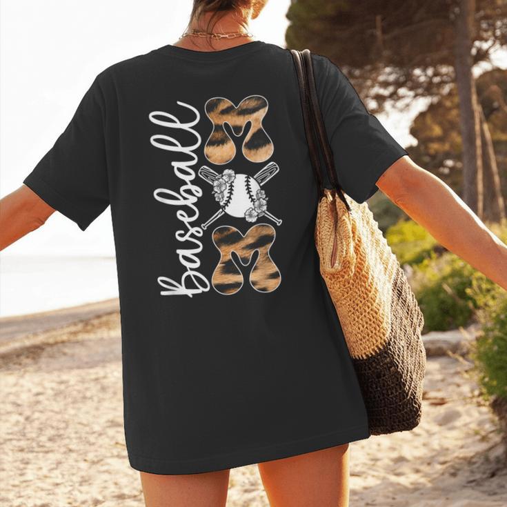 Happy Mother's Day Baseball Mom Leopard Softball Lover Women's T-Shirt Back Print Happy Mother's Day Baseball Mom Leopard Softball Lover Women's T-Shirt Back Print