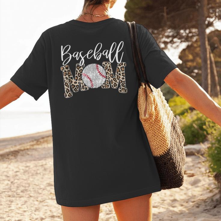 Leopard Baseball Mom Matching Softball Mama Family Matching Women's T-Shirt Back Print