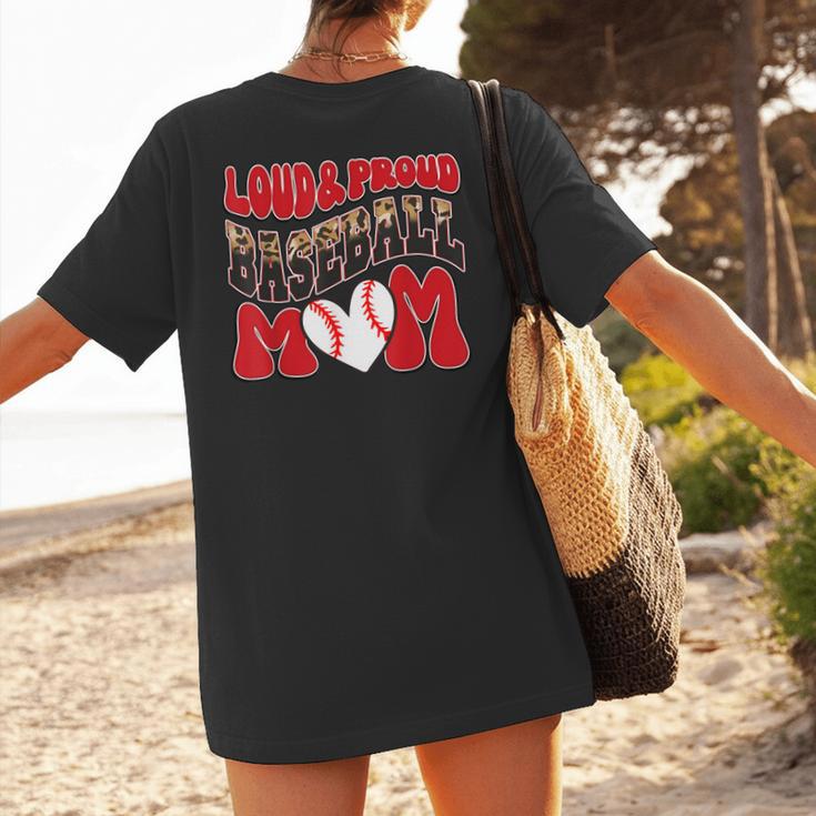 Loud Proud Baseball Mom Red Team Leopard Baseball Mom Squad Women's T-Shirt Back Print Loud Proud Baseball Mom Red Team Leopard Baseball Mom Squad Women's T-Shirt Back Print