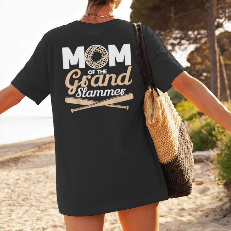 Mom Of The Grand Slammer Leopard Baseball Mom Women's T-Shirt Back Print
