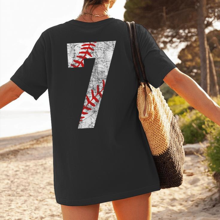 Vintage Baseball Mom 7 Jersey Baseball Favorite Player Women's T-Shirt Back Print Vintage Baseball Mom 7 Jersey Baseball Favorite Player Women's T-Shirt Back Print