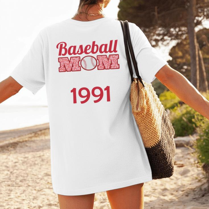 Baseball Mom Since 1991 Women's T-Shirt Back Print