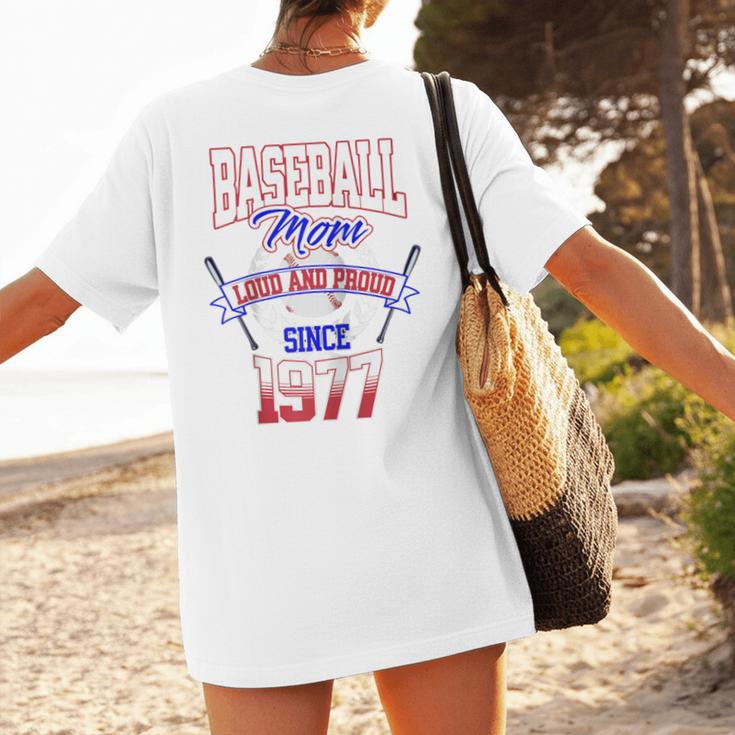 Baseball Mom Loud & Proud Since 1977 Raglan Baseball Tee Women's T-Shirt Back Print Baseball Mom Loud & Proud Since 1977 Raglan Baseball Tee Women's T-Shirt Back Print