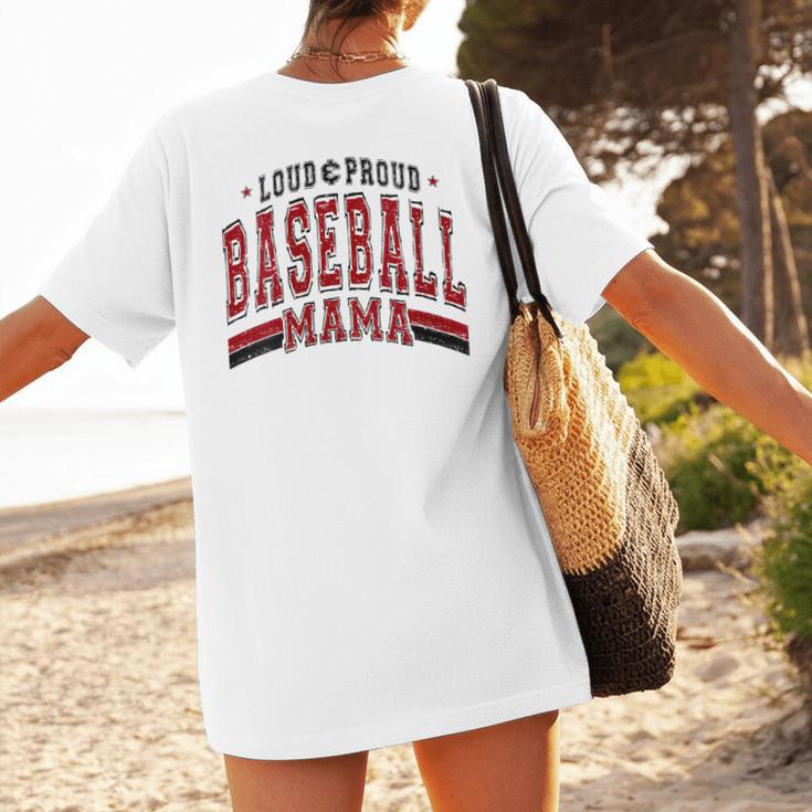 Baseball Mom Baseball Mama Mother's Day Red Loud Proud Women's T-Shirt Back Print