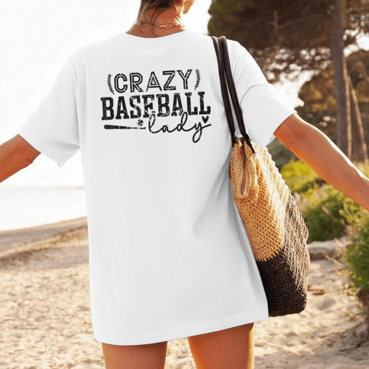 Crazy Baseball Lady Baseball Mom Sporty Humor Women's T-Shirt Back Print