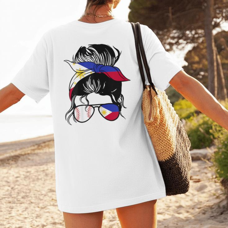 Filipina Baseball Mom Philippines Flag Baseball Girl Women's T-Shirt Back Print Filipina Baseball Mom Philippines Flag Baseball Girl Women's T-Shirt Back Print