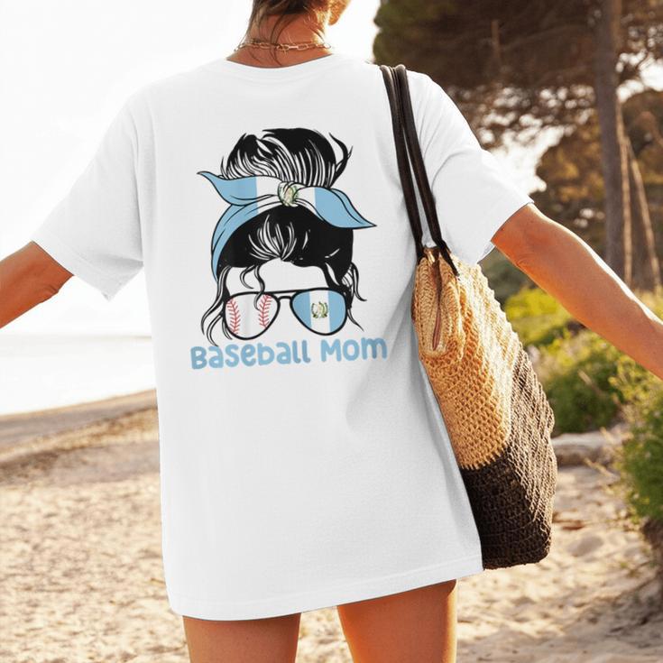 Guatemala Baseball Mom Messy Bun Women's T-Shirt Back Print Guatemala Baseball Mom Messy Bun Women's T-Shirt Back Print