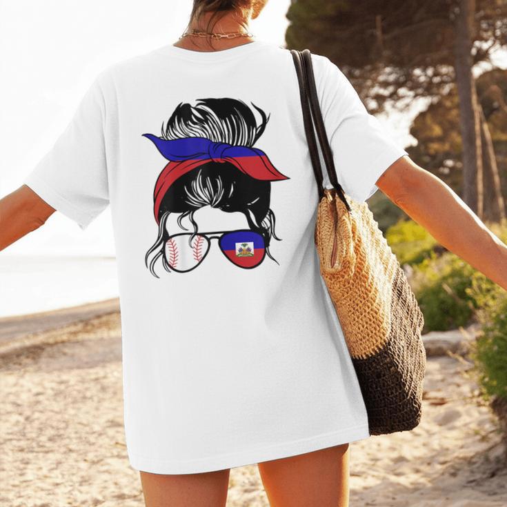Haitian Baseball Mom Haiti Flag Baseball Girl Women's T-Shirt Back Print