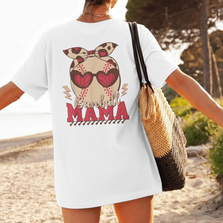 Heart Glasses Baseball Mama Baseball Mom Mother's Day Women's T-Shirt Back Print