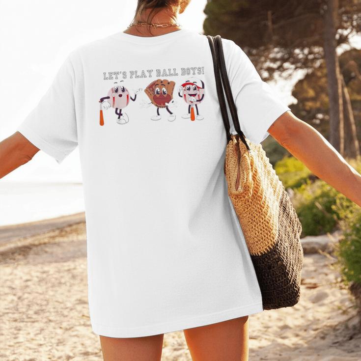 Let's Play Ball Boys Baseball Mom Women's T-Shirt Back Print Let's Play Ball Boys Baseball Mom Women's T-Shirt Back Print