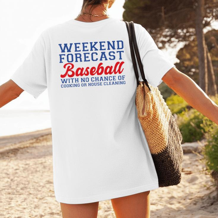 Retro Baseball Mom Mother's Day Weekend Forecast Baseball Women's T-Shirt Back Print Retro Baseball Mom Mother's Day Weekend Forecast Baseball Women's T-Shirt Back Print