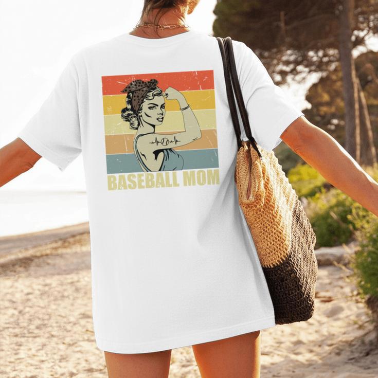 Retro Baseball Mom Sport Lover Vintage Women's T-Shirt Back Print Retro Baseball Mom Sport Lover Vintage Women's T-Shirt Back Print