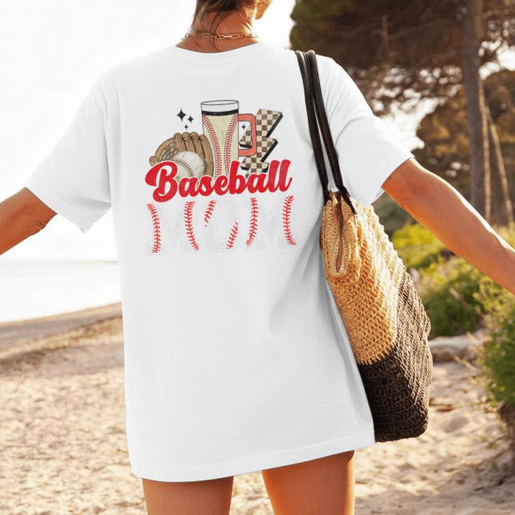Retro Coffee Baseball Mama Mother's Day Baseball Mom Premium Women's T-Shirt Back Print Retro Coffee Baseball Mama Mother's Day Baseball Mom Premium Women's T-Shirt Back Print