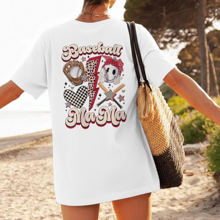Retro Groovy Baseball Mama Baseball Mom Lover Women's T-Shirt Back Print