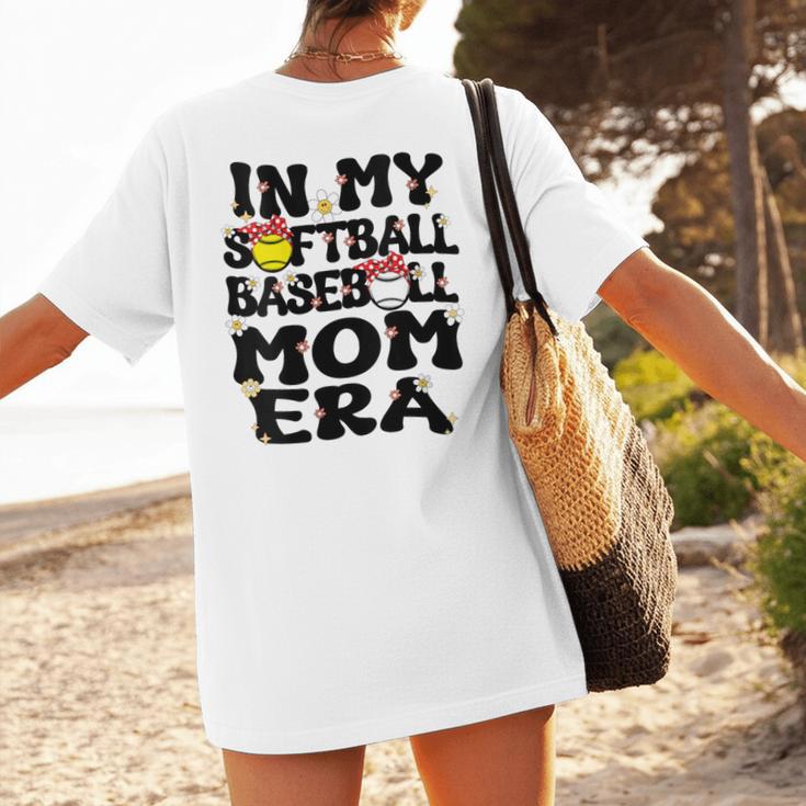 In My Softball Baseball Mom Era Retro Groovy Mom Of Both Women's T-Shirt Back Print In My Softball Baseball Mom Era Retro Groovy Mom Of Both Women's T-Shirt Back Print