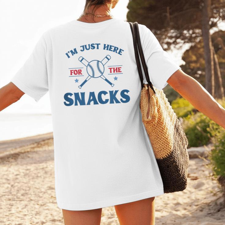 Spring 2024 Season Cute Baseball Mom Here For The Snacks Women's T-Shirt Back Print Spring 2024 Season Cute Baseball Mom Here For The Snacks Women's T-Shirt Back Print