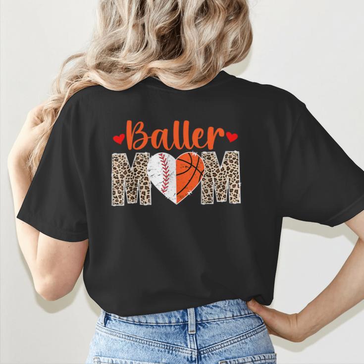 Baller Mom Leopard Basketball Baseball Mom Women's T-Shirt Back Print Baller Mom Leopard Basketball Baseball Mom Women's T-Shirt Back Print