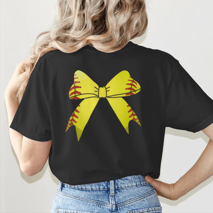 Baseball Bow Baseball Mom Women Baseball Mama Women's T-Shirt Back Print Baseball Bow Baseball Mom Women Baseball Mama Women's T-Shirt Back Print