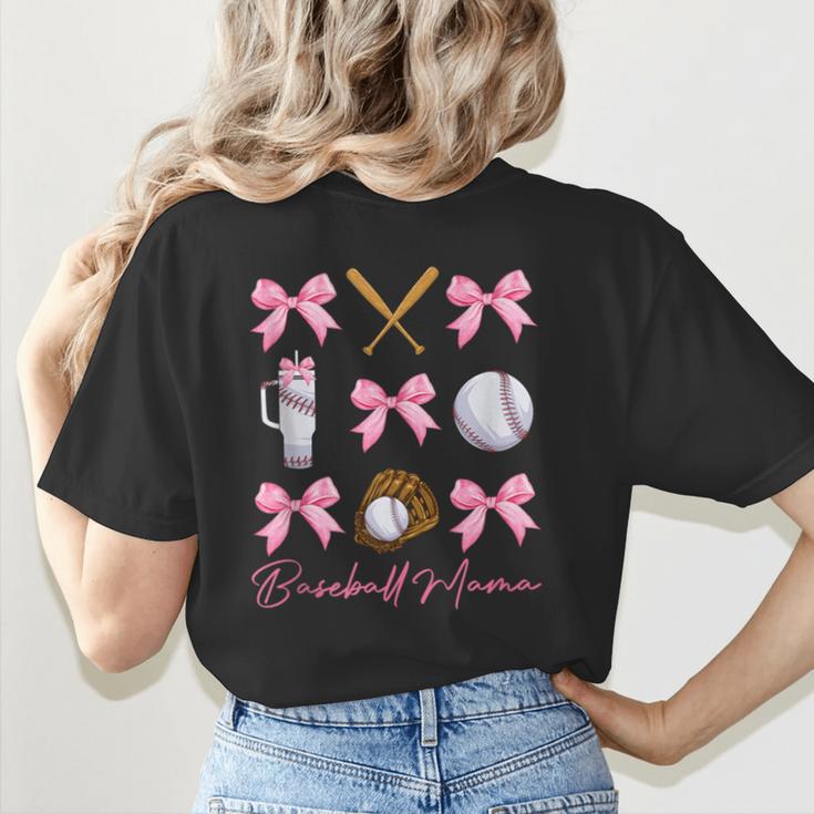 Baseball Mama Era Bows Baseball Mom Women Women's T-Shirt Back Print Baseball Mama Era Bows Baseball Mom Women Women's T-Shirt Back Print